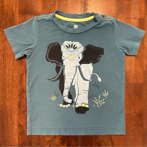 Tea Collection Other - Tea Collection Blue Elephant Short Sleeve Tee, Size 4